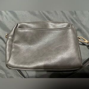 Gray Triple Zip Small Crossbody Bag